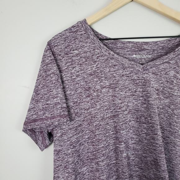 Ideology Women's Rapidry Short Sleeve V-Neck Top Heathered Purple 1X - Picture 3 of 6
